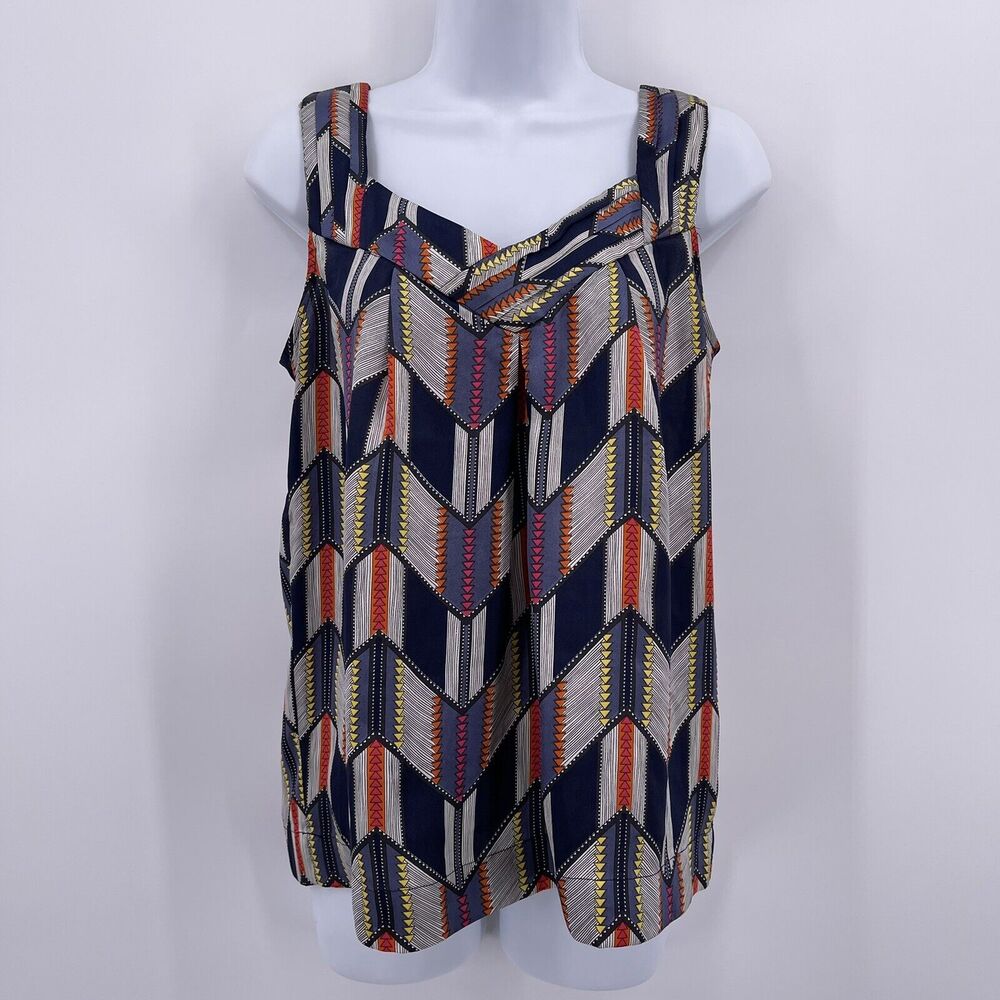 Lo're Sz S Silky Tank Top Sleeveless Geometric Pattern Casual Blouse Shirt